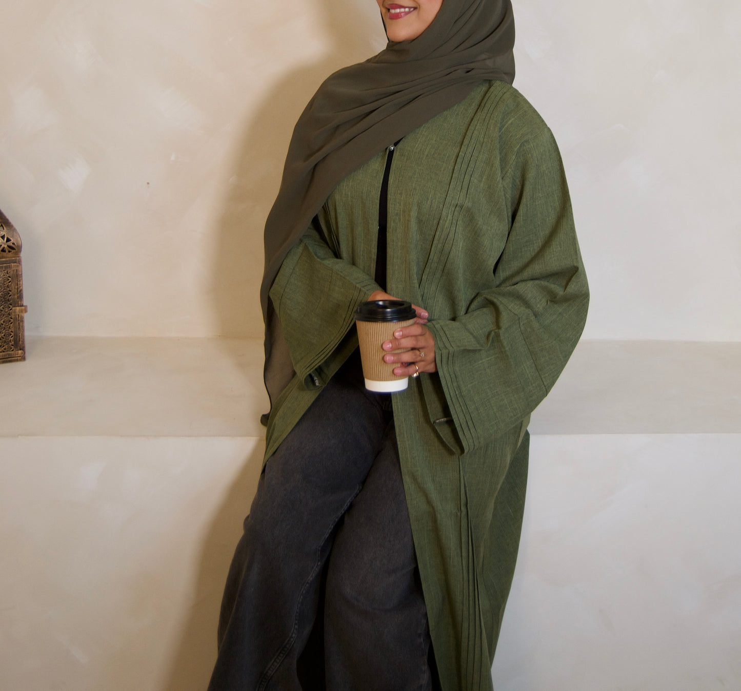 Linen Olive Green Abāyah