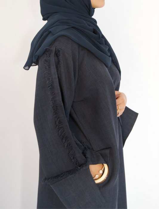 Haya Navy Linen Abāyah