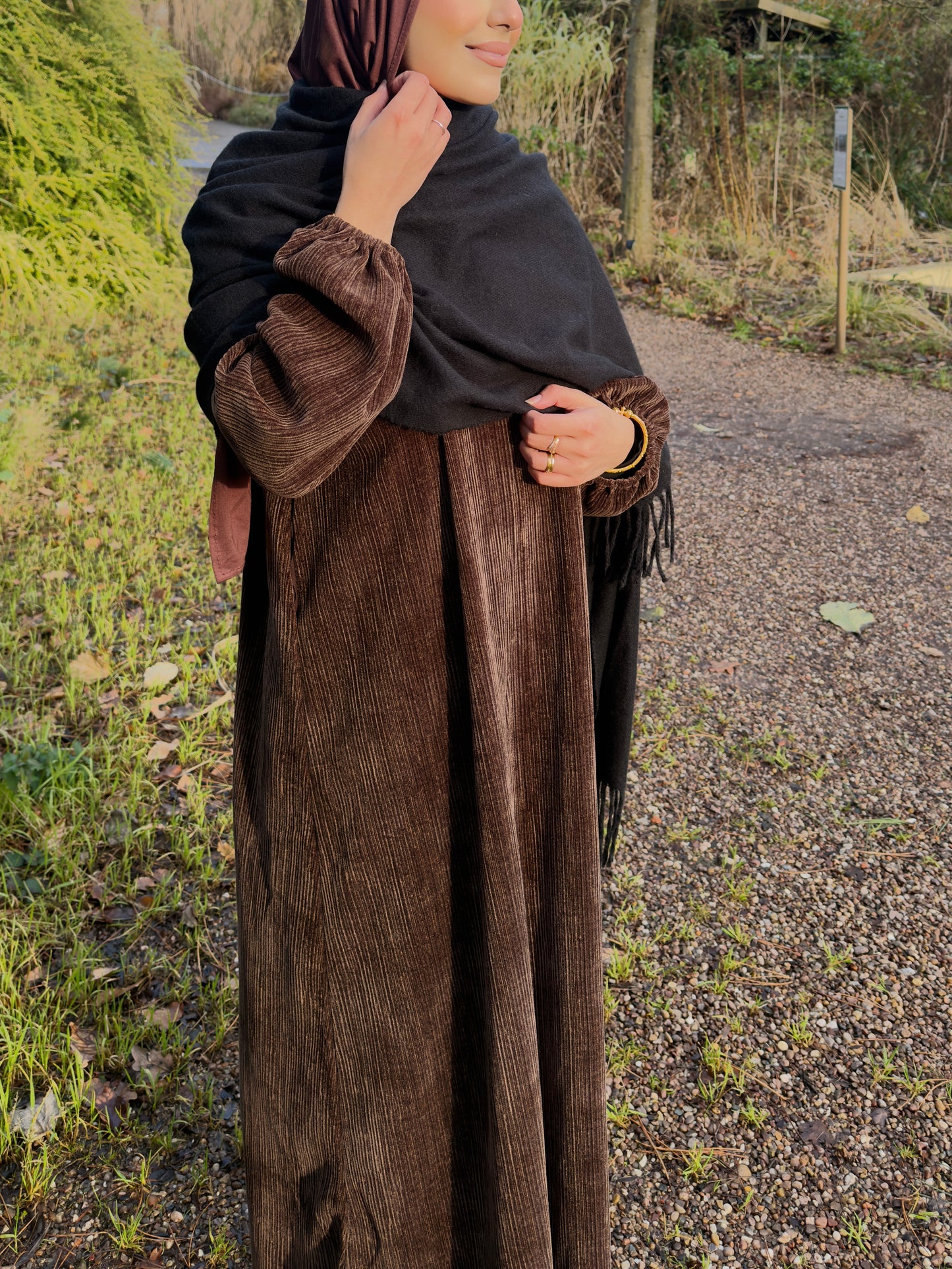 Chocolate Brown Corduroy Abāyah