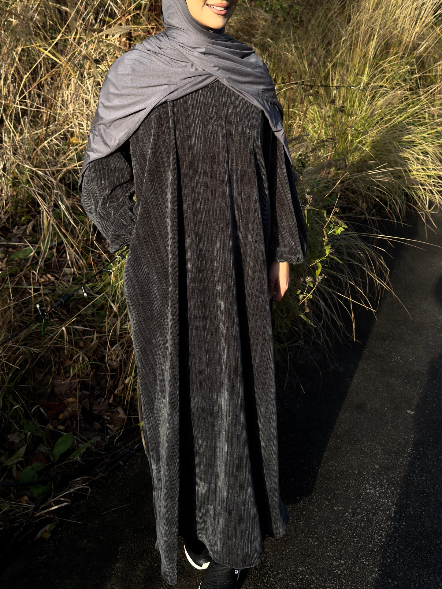 Grey Corduroy Abāyah
