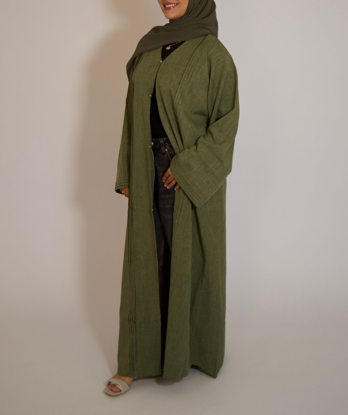 Linen Olive Green Abāyah