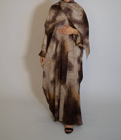 FATIMAH BROWN MARBLE ABAYAH