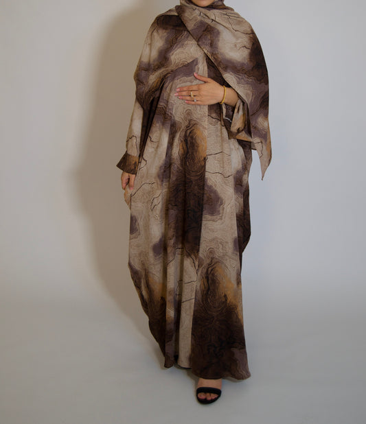 FATIMAH BROWN MARBLE ABAYAH
