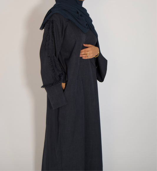 Haya Navy Linen Abāyah