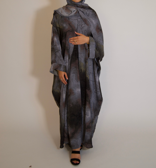 Fatimah Grey Marble Abāyah