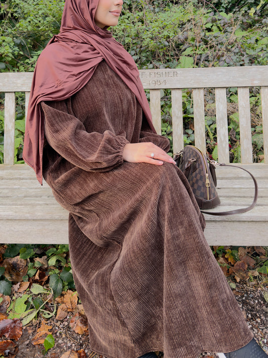Chocolate Brown Corduroy Abāyah