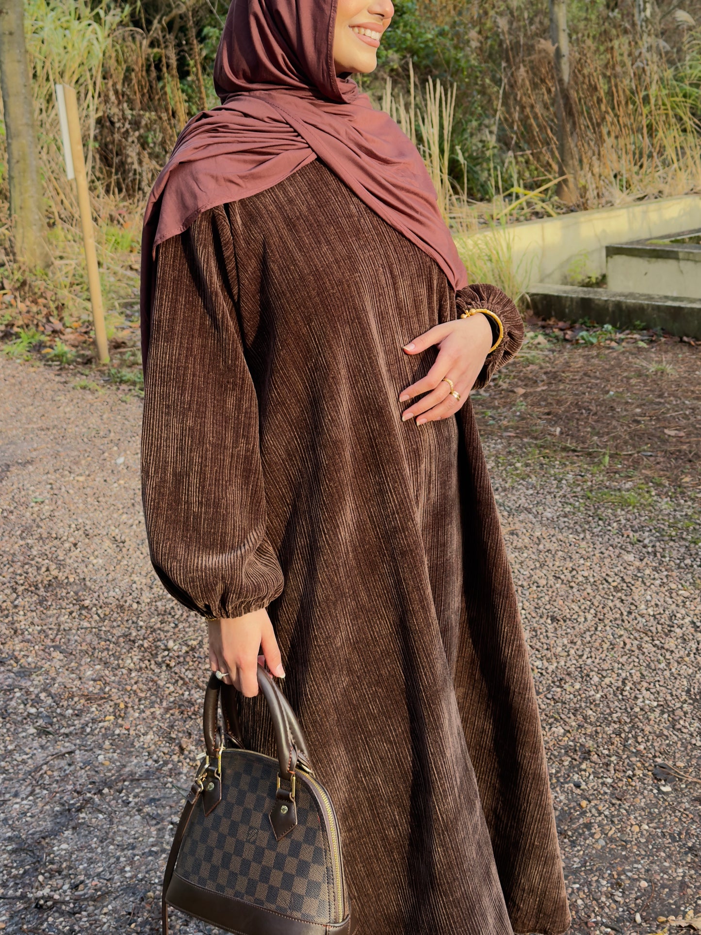 Chocolate Brown Corduroy Abāyah