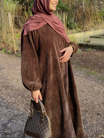 Chocolate Brown Corduroy Abāyah