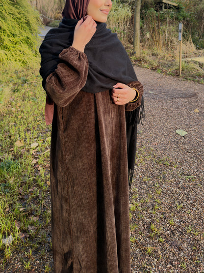 Chocolate Brown Corduroy Abāyah