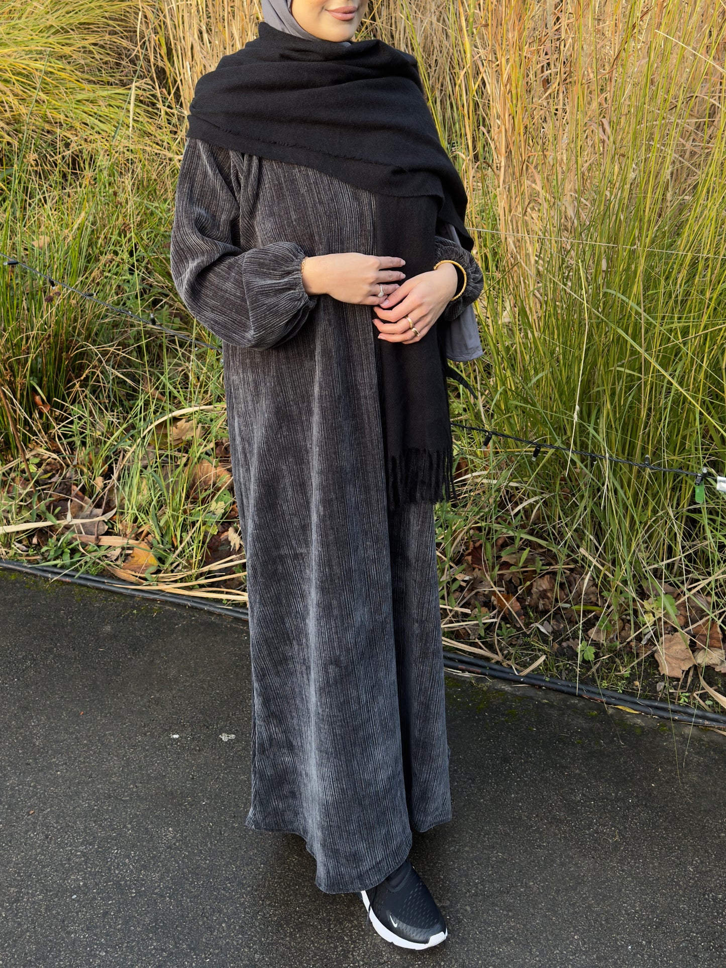 Grey Corduroy Abāyah
