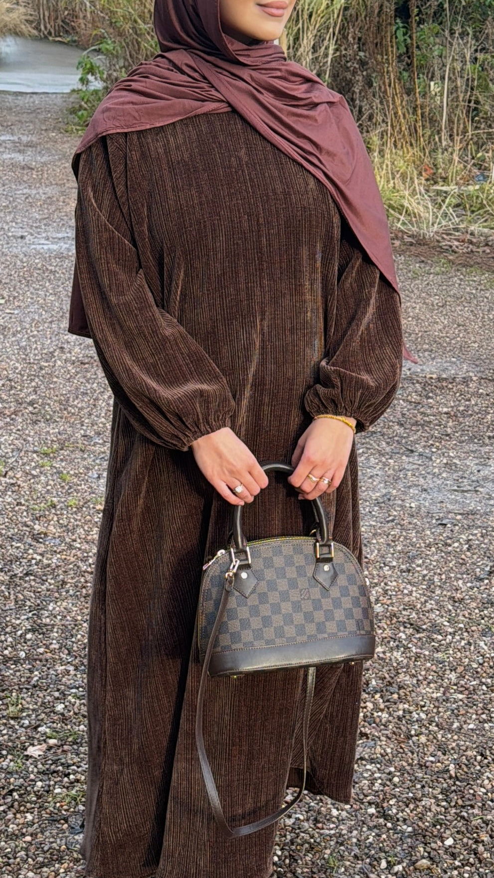 Chocolate Brown Corduroy Abāyah