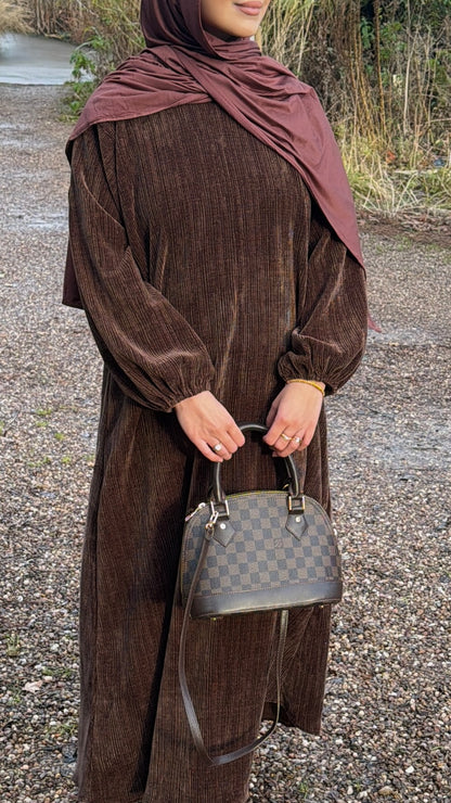 Chocolate Brown Corduroy Abāyah