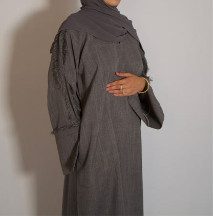 Haya Grey Linen Abāyah